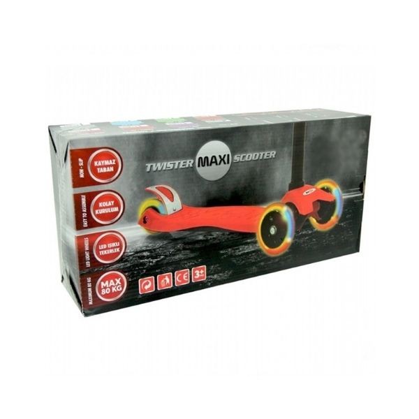 Can Oyuncak Scooter 3 Tekerli Led Işıklı Kırmızı