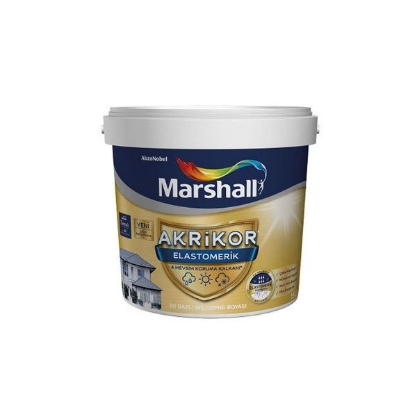 Marshall Beyaz Akrikor Elastromerik Su Bazlı Dış Cephe Boyası 2,5 Lt
