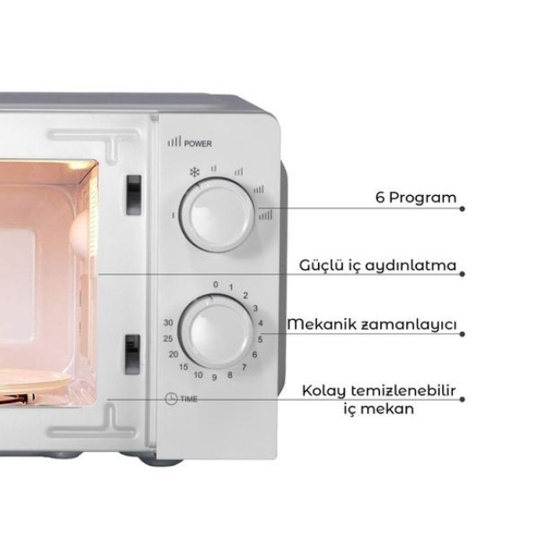 Kumtel Mikrodalga Fırın Beyaz 20Lt 700W HM-02