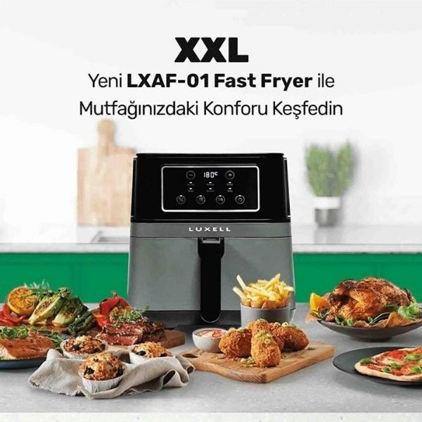 Luxell XXL FastFryer Siyah Fritöz 7,5Lt 1850W LX-AF-01