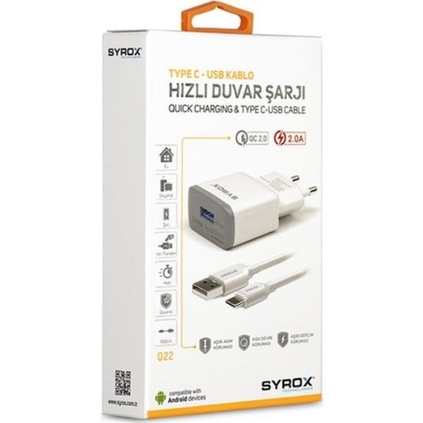 Syrox Q20 Type-C Hızlı Duvar Şarjı 2,0 A