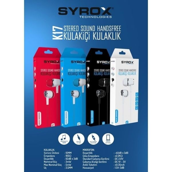 Syrox K17 Kulak İçi Kulaklık
