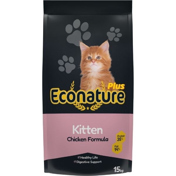 Econature Plus Yavru Kuru Kedi Maması (Kitten) Tavuk Etli 15 kg (Taze Ürün)