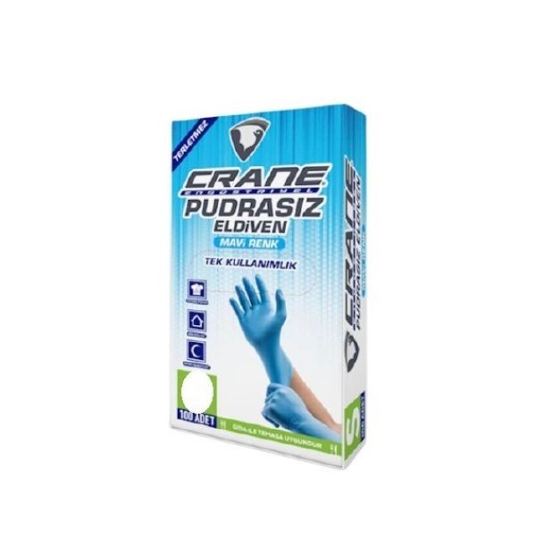 Crane Pudrasız Polietilen Eldiven Mavi Large 100'lü Paket