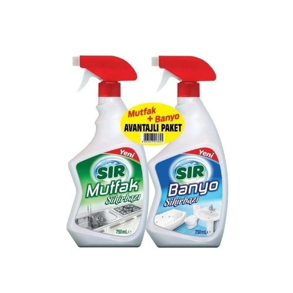 Sır Mutfak Sihirbazı Sprey + Banyo Sihirbazı Sprey 750 ml + 750 ml