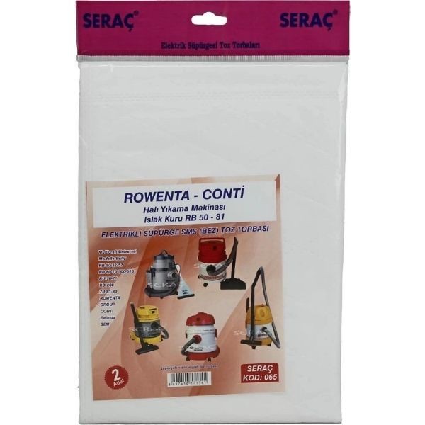 Seraç Elektrik Süpürgesi Toz Torbaları Rowenta-Conti(Islak Kuru RB 50-81) 2'li