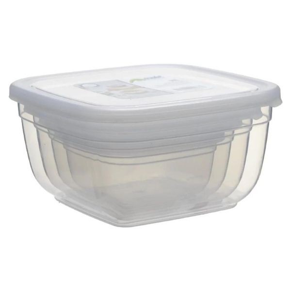 Asude ASD077 Maya Kare 4’lü Şeffaf Saklama Kabı Seti 500-900-1500-2400 ml (En Az 3 Adet)