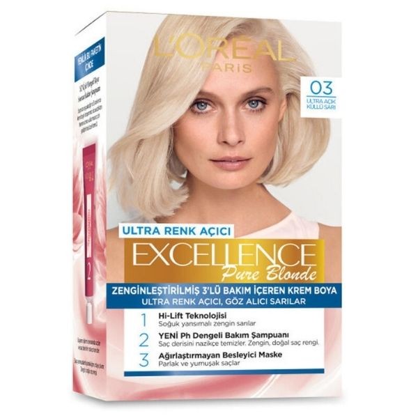 Loreal Paris Excellence Krem Ultra Renk Açıcı Saç Boyası No: 03 Açık Küllü Sarı