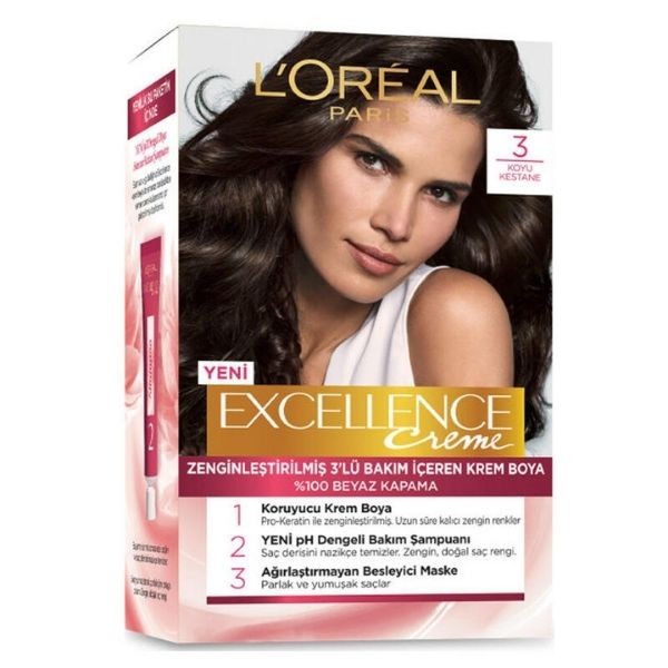 Loreal Paris Excellence Krem Saç Boyası No: 3 Koyu Kestane