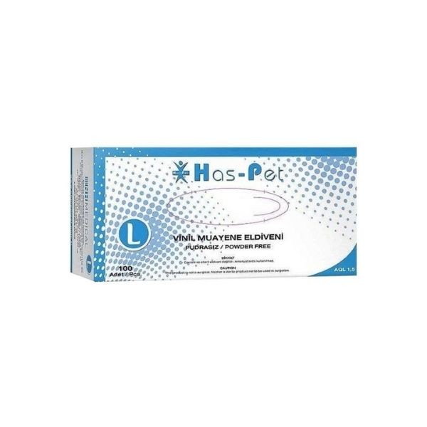 Haspet Vinil Pudrasız Muayene Eldiveni Large 100 Adet