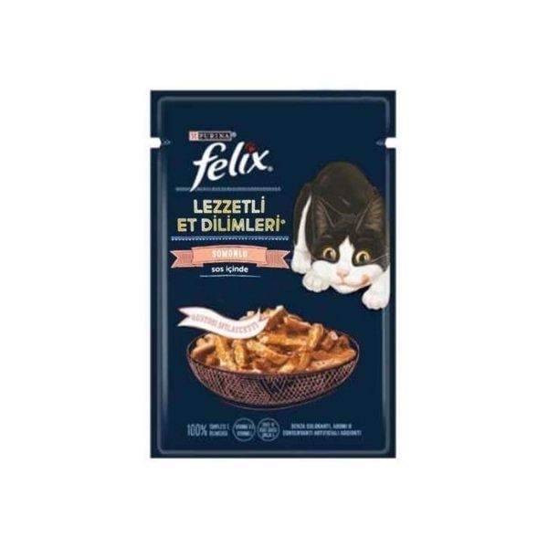 Felix Tasty Et Dilimleri Sos İçinde Somonlu Kedi Konservesi 80 Gr