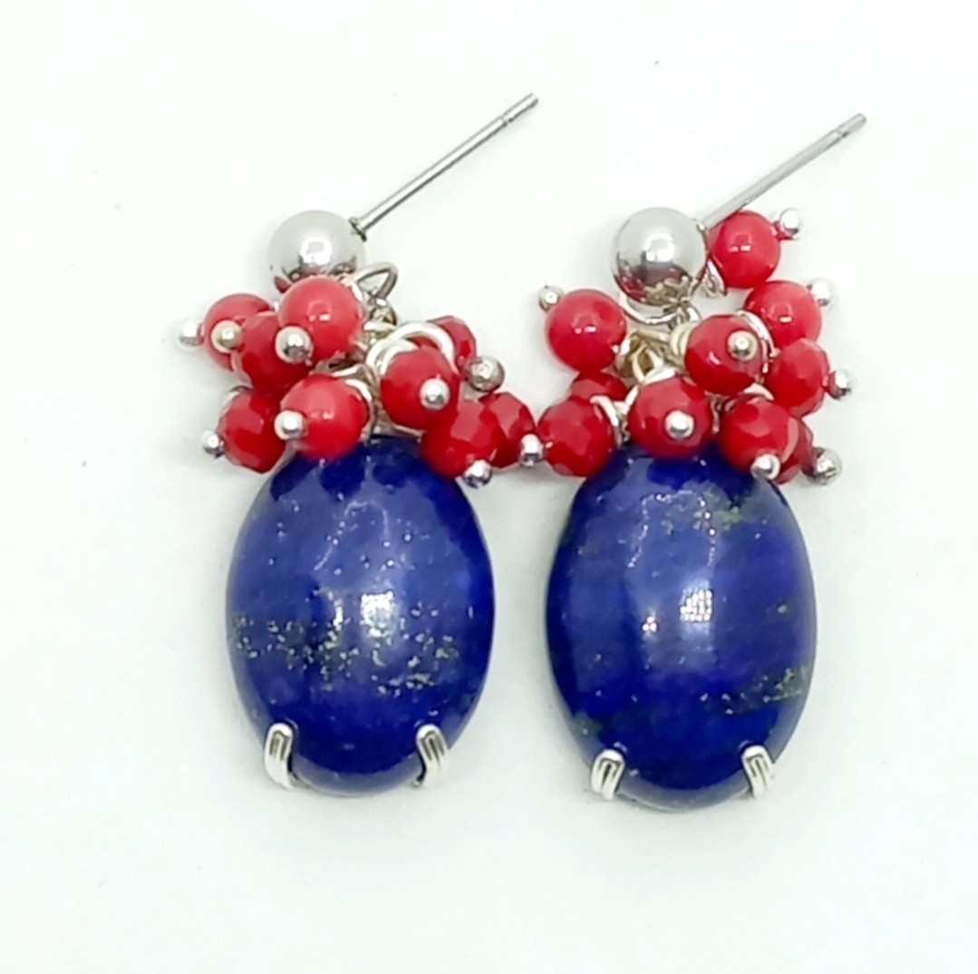 Sibelce 1902 Lapis Mercan El Yapımı Küpe