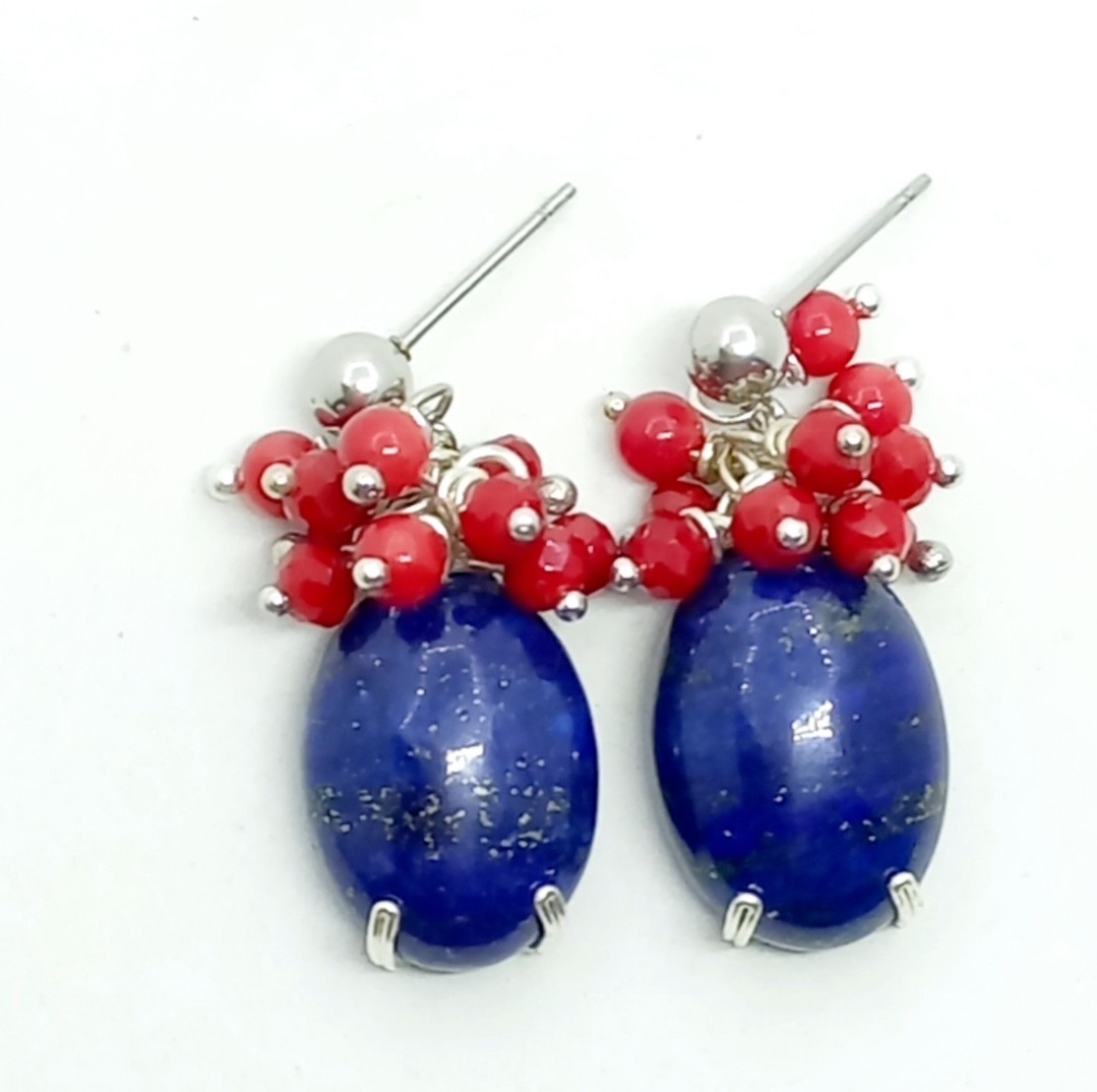 Sibelce 1902 Lapis Mercan El Yapımı Küpe
