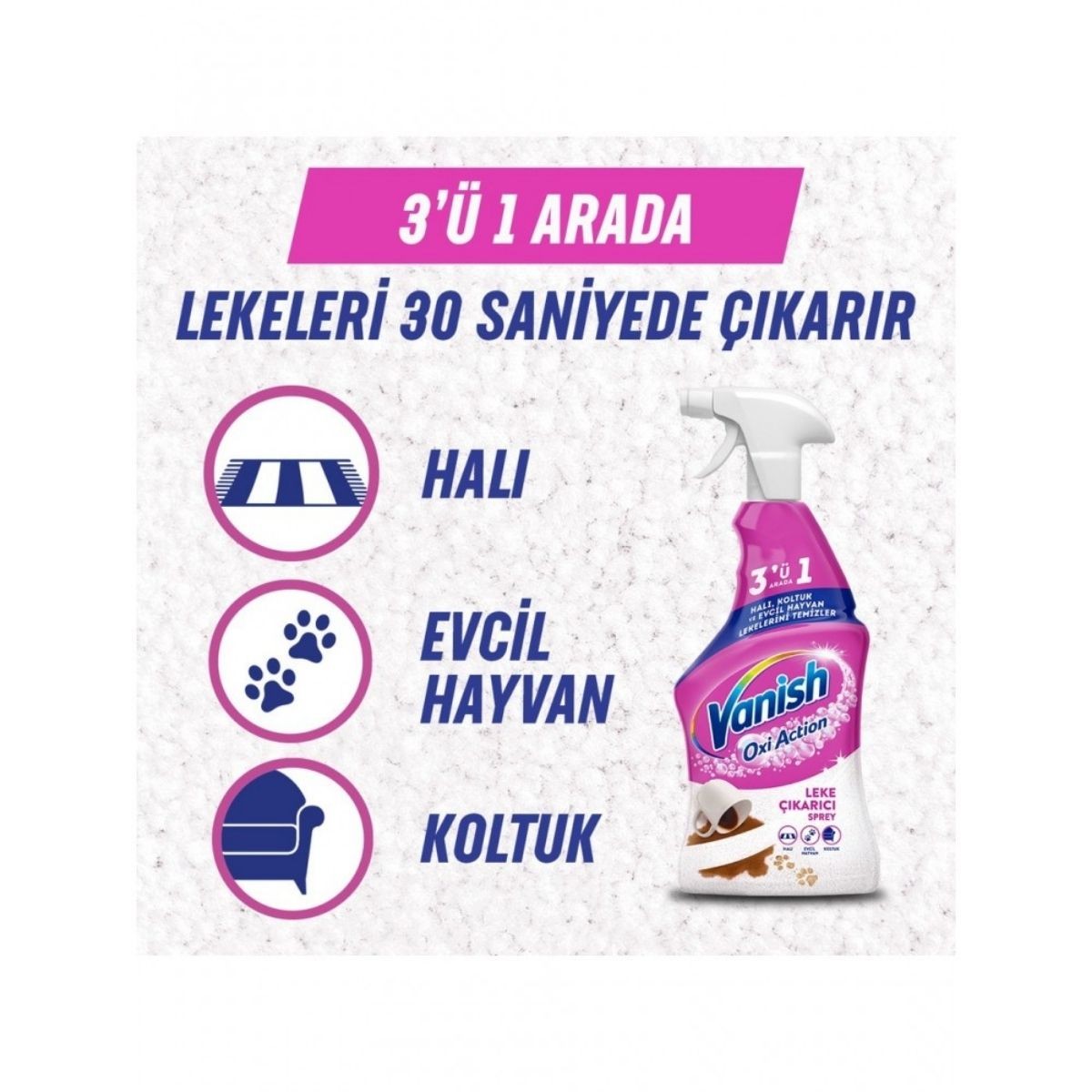 Vanish Oxi Action Çok Amaçlı Halı, Koltuk ve Evcil Hayvan Leke Çıkarıcı Sprey 500 ml