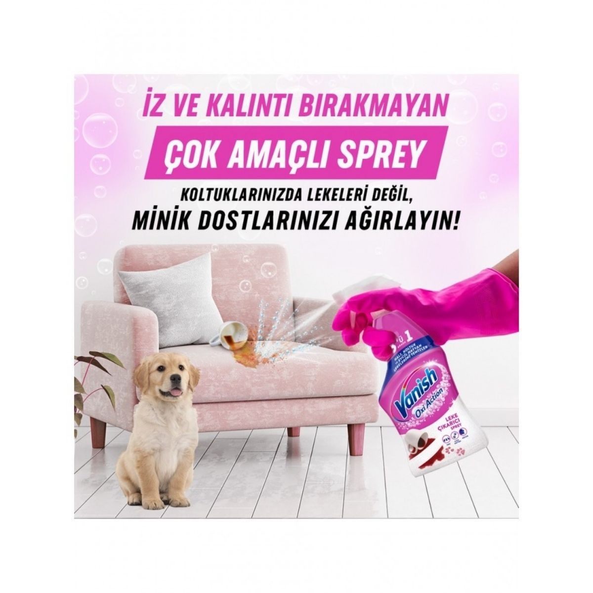 Vanish Oxi Action Çok Amaçlı Halı, Koltuk ve Evcil Hayvan Leke Çıkarıcı Sprey 500 ml