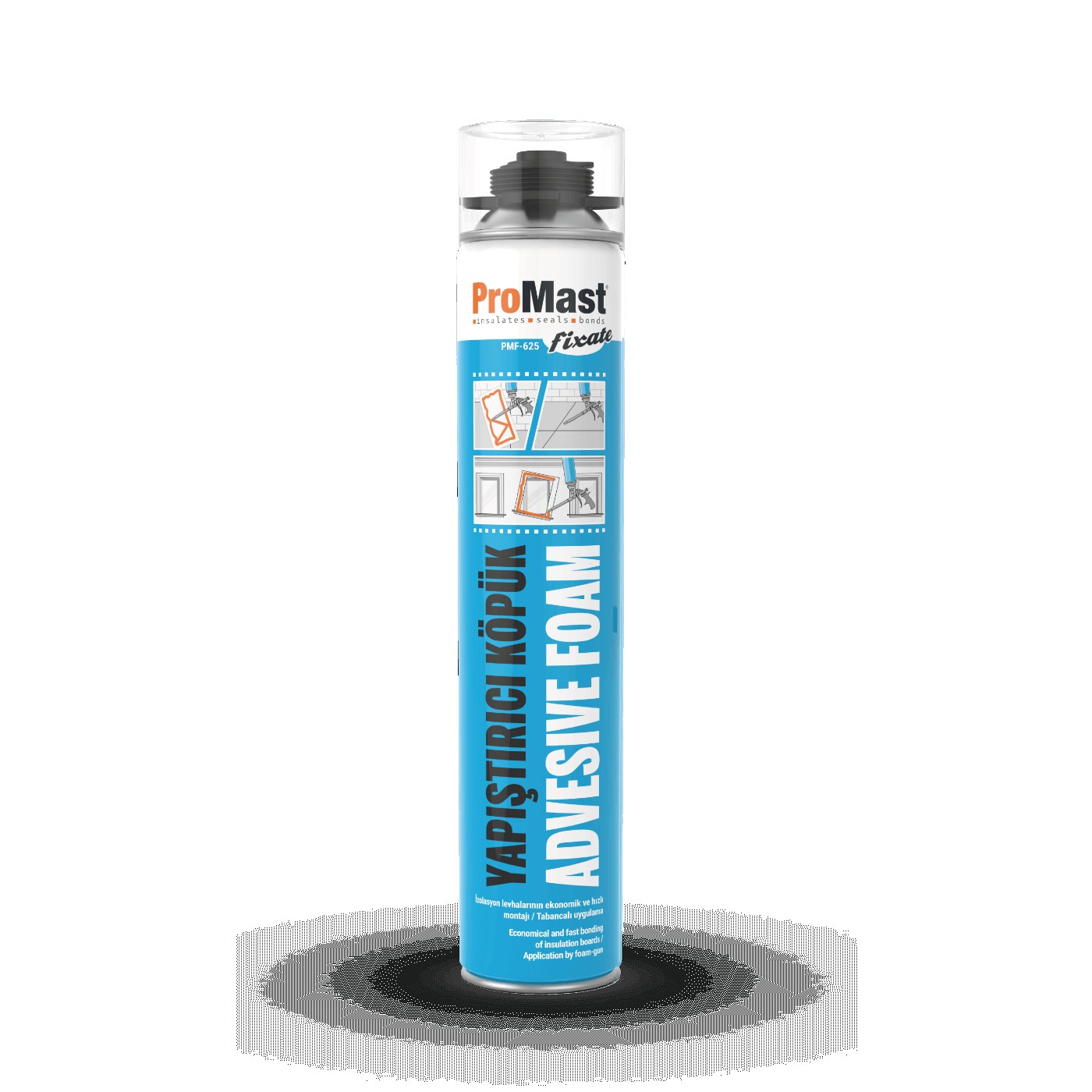 Promast PMF-625 Fixate Mantolama Levhası Yapıştırıcı Köpüğü Sarı 750 ml