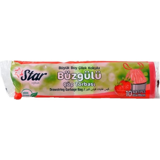 Star Büzgülü Çöp Torbası Çilek Büyük 10Lu