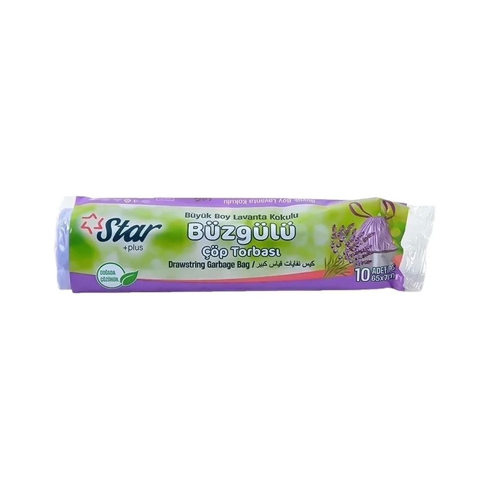 Star Büzgülü Çöp Torbası Lavanta Büyük 10Lu