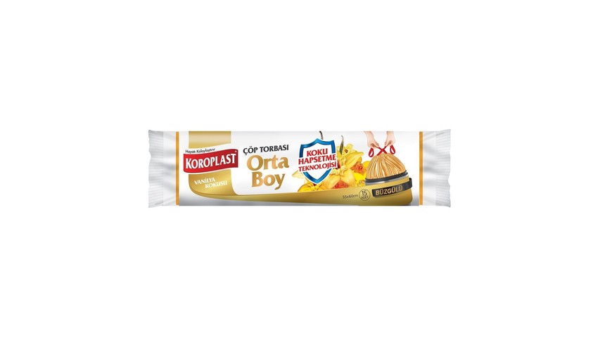 Koroplast Büzgülü Çöp Torbası Vanilya Orta 15Li