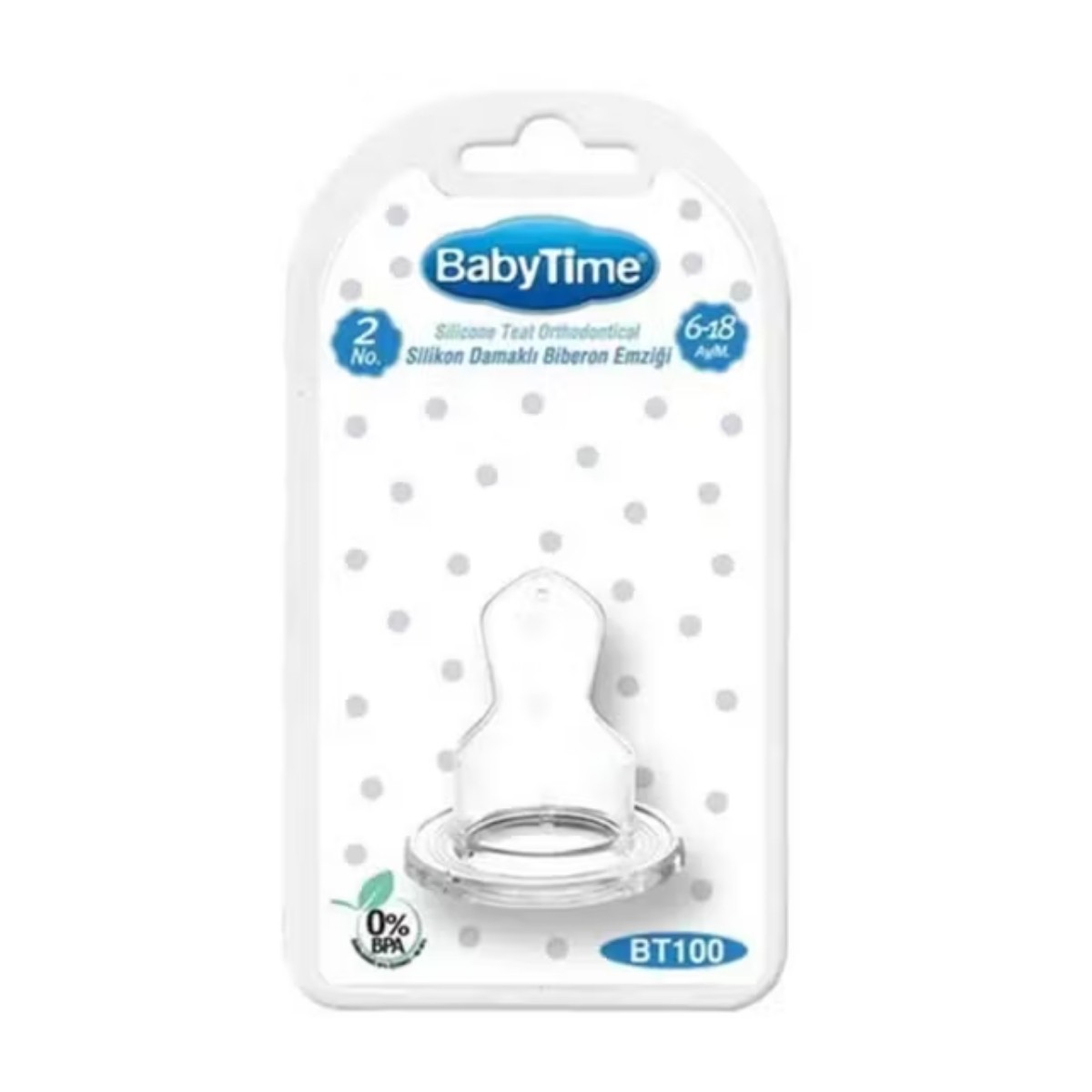 BabyTime Silikon Damaklı Biberon Emziği 2 Numara 6-18 Ay BT100