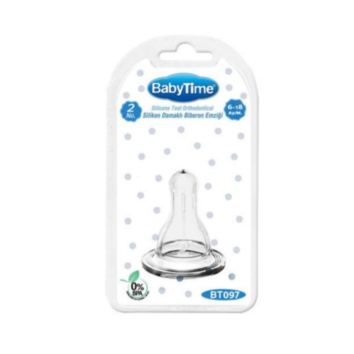 BabyTime Silikon Klasik Biberon Emziği 3 Numara 18+ Ay BT098
