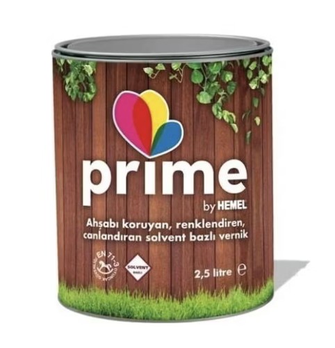 Hemel Prime Solvent Bazlı Ahşap Vernik Şeffaf - 2.5lt