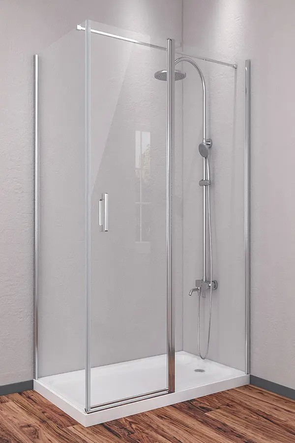 90X90 Duşakabin  Parlak Şeffaf (1+1 Sağ Kanat Sağ-Sol Yan Panel) Selduş Sumela