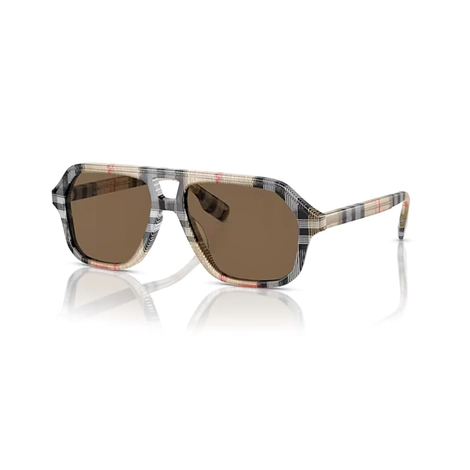 Burberry Junior Ojb 4340 377873 50 Çocuk Geometrik Bej Ekose Desenli Kemik Güneş Gözlüğü