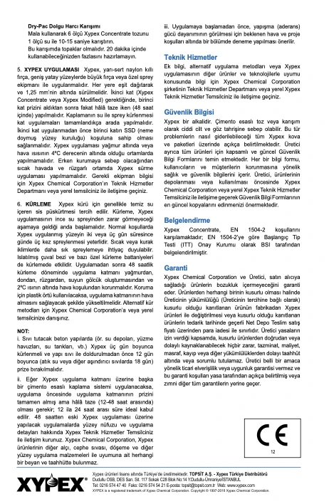 Xypex Concentrate Crystalline Negatif Su Yalıtım Ürünü 25 Kg
