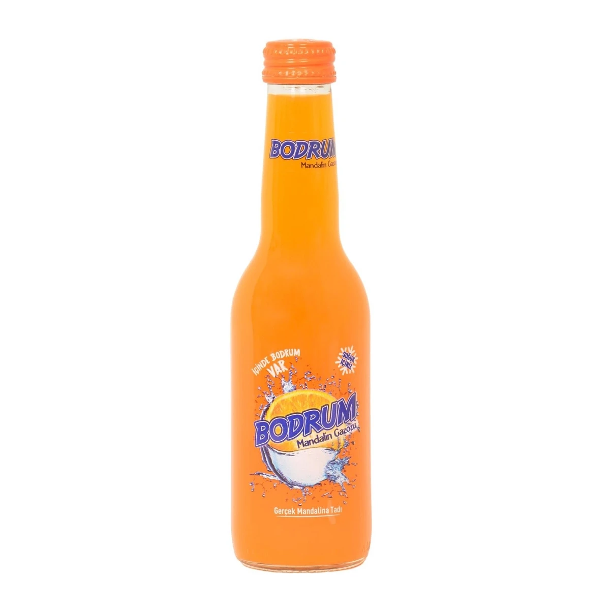 Bodrum Mandalina Gazozu 250 Ml Çeviraç Kapak Cam Şişe 24'lü Paket