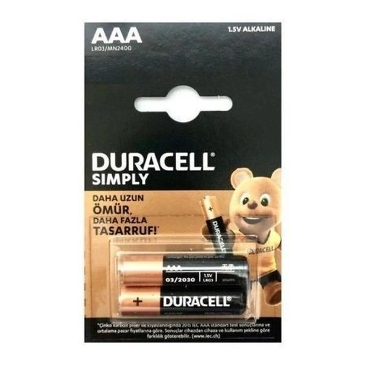 Duracell İnce Kalem Pil AAA 2’li