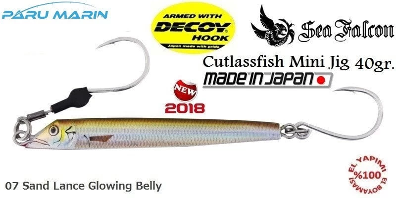 Sea Falcon Cutlassfish Jig Mini 40gr. 07 Sand Lance Glowing Belly