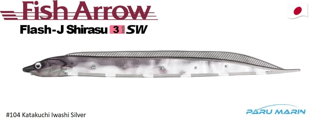 Fish Arrow Flash J Shirasu 7.5cm Sw #104 Katakuchi Iwashi Silver Sahte Balık