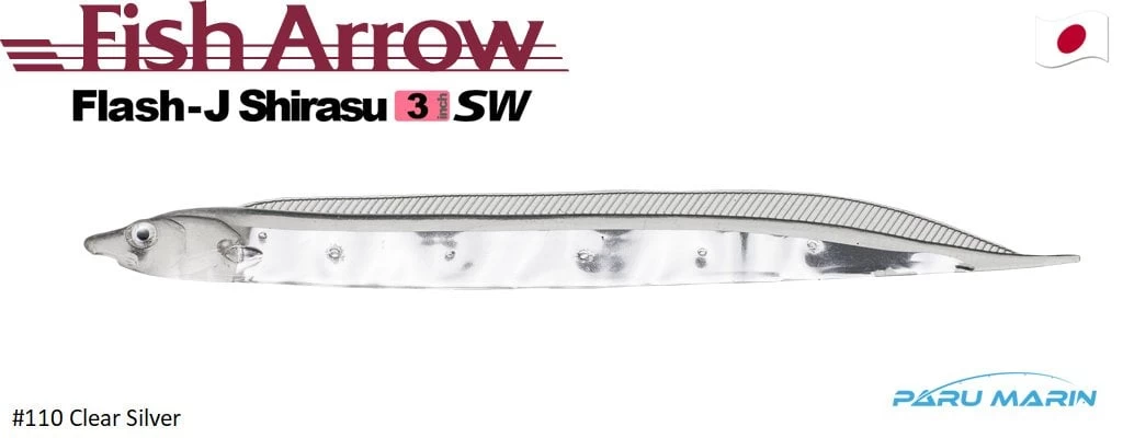 Fish Arrow Flash J Shirasu 7.5cm Sw #110 Clear Silver Sahte Balık