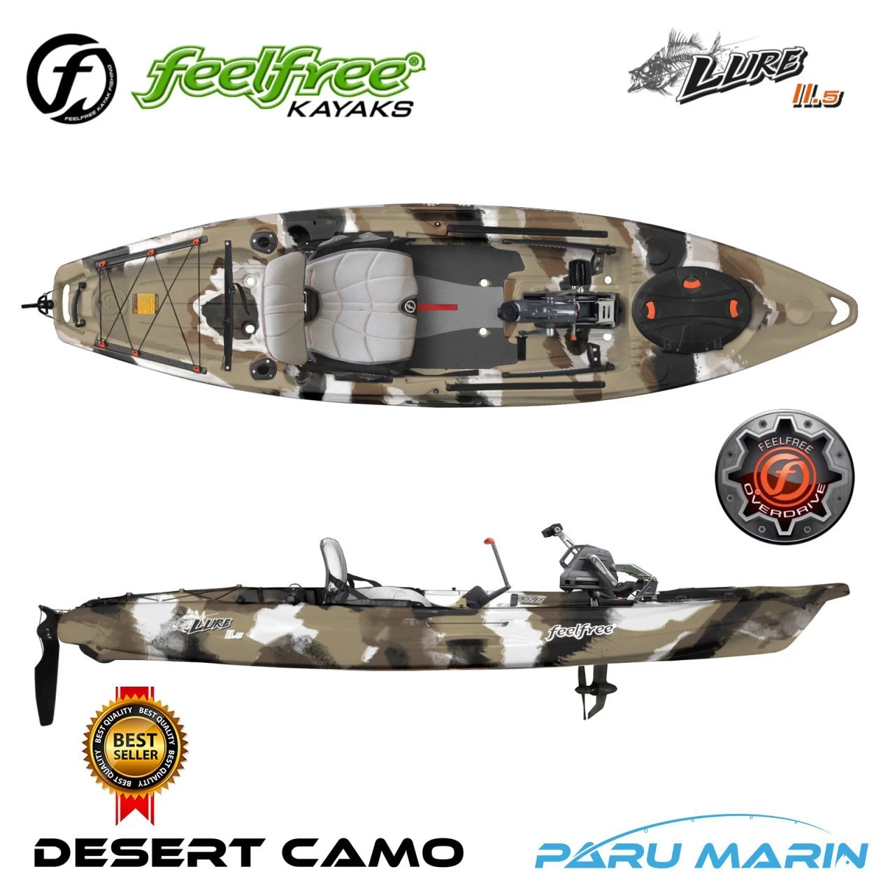 Feelfree Lure 11.5 Desert Camo Overdrive Pedallı Kano