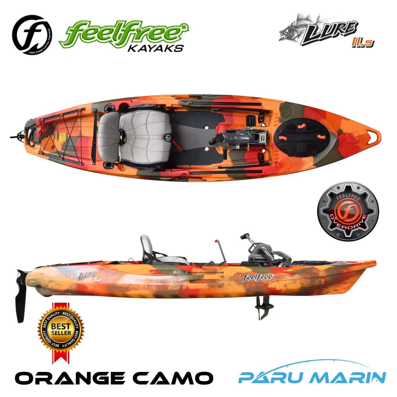 Feelfree Lure 11.5 Orange Camo Overdrive Pedallı Kano