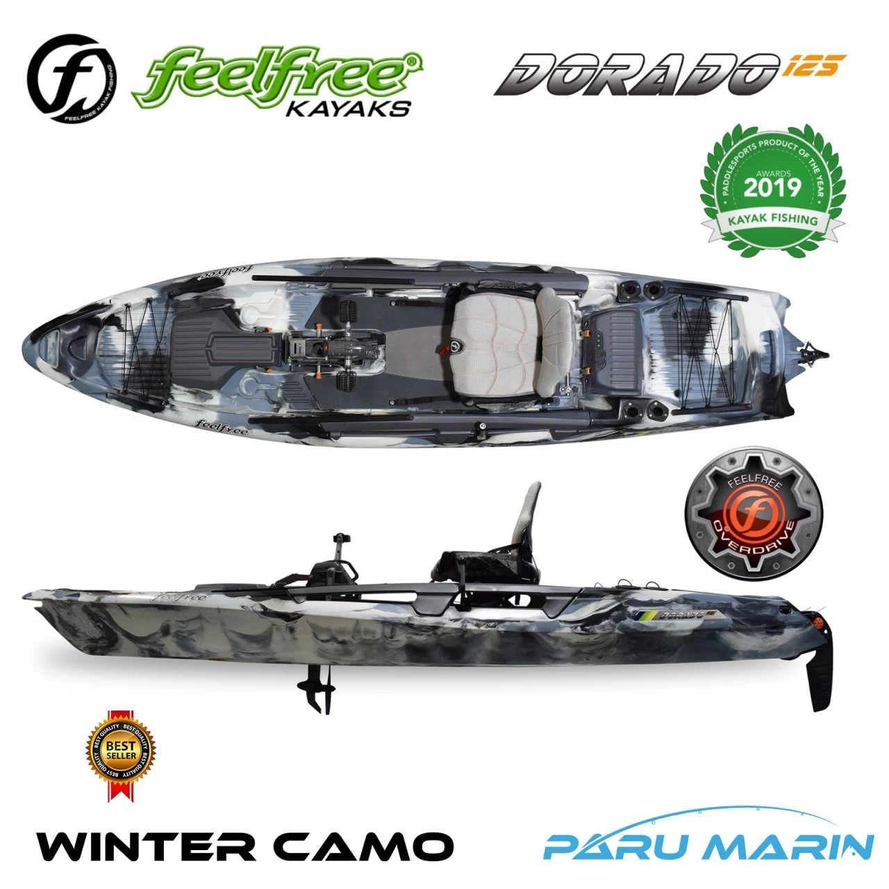 Feelfree Dorado 125 Winter Camo Overdrive Pedallı Kano