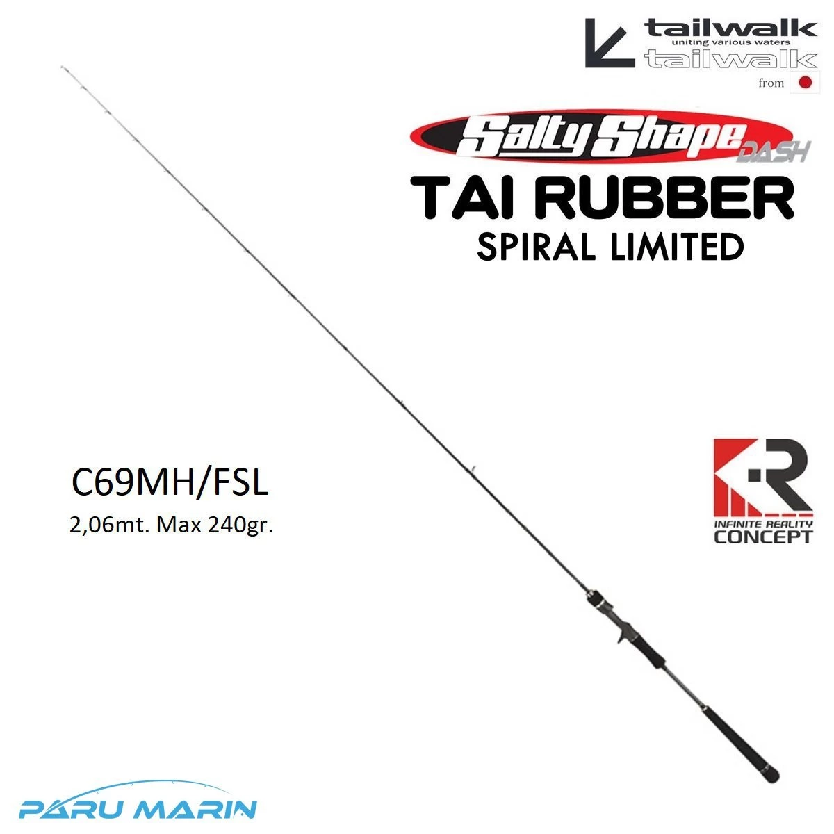 Tailwalk Saltyshape Dash Tai Rubber Full Solid Spiral C69mh/fsl 2,06mt. / Max. 240gr.