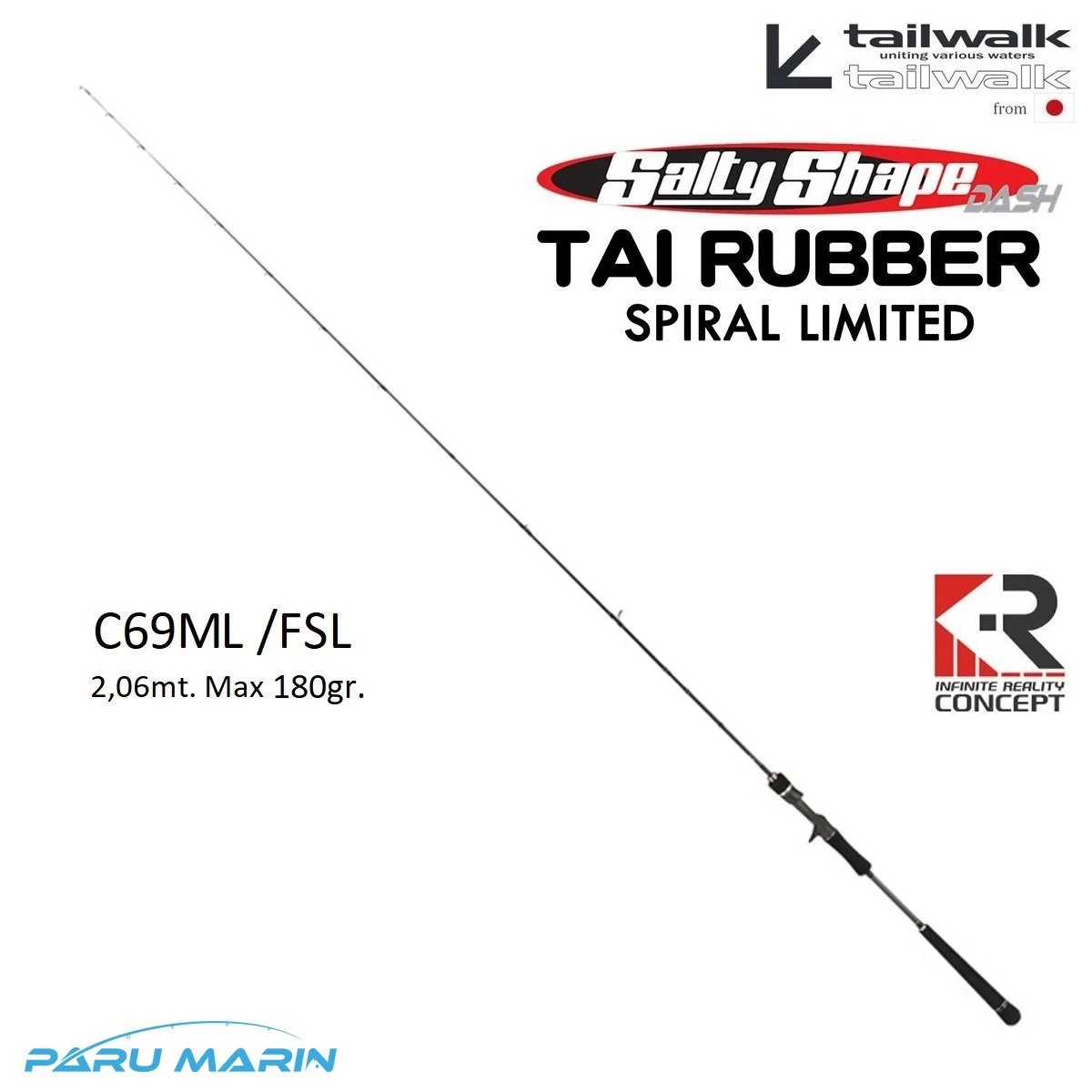 Tailwalk Saltyshape Dash Tai Rubber Full Solid Spiral C69ml/fsl 2,06mt. / Max. 180gr.