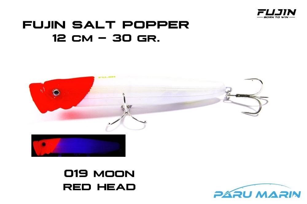 Fujin Salt Popper Sp120sw Sahte Balık, 019 Moon Red Head