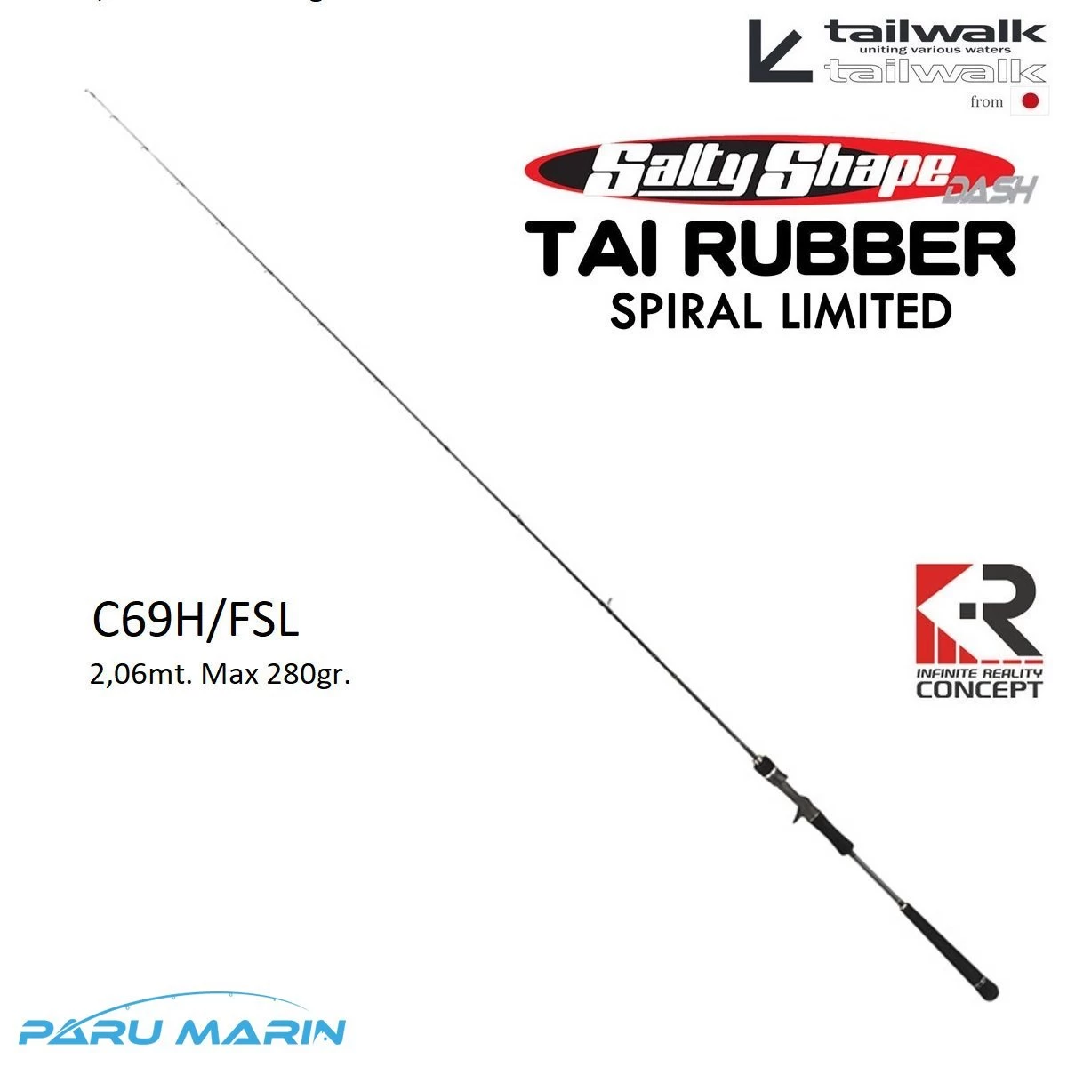 Tailwalk Saltyshape Dash Tai Rubber Full Solid Spiral C69h/fsl 2,06mt. / Max. 280gr.