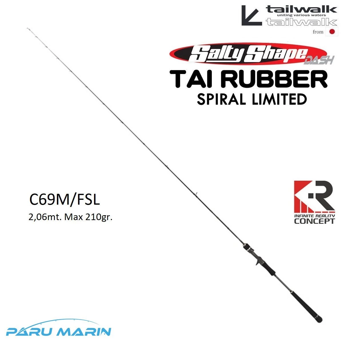 Tailwalk Saltyshape Dash Tai Rubber Full Solid Spiral C69m/fsl 2,06mt. / Max. 210gr.