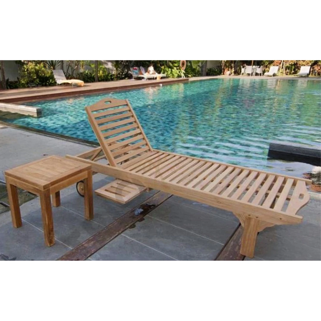 Trio Teak Tekerlekli Şezlong