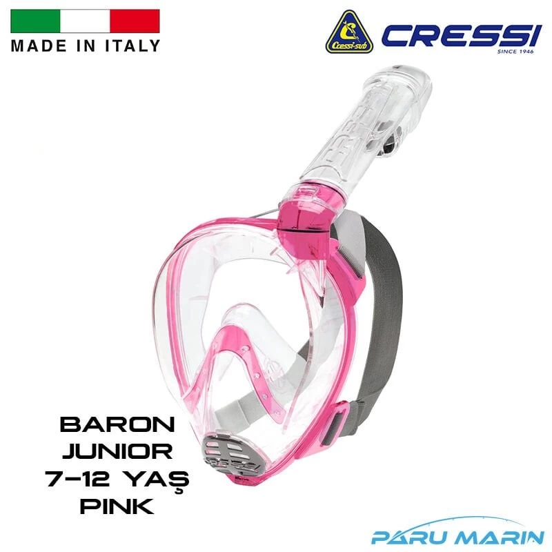 Cressi Baron Junior 7-12 Yaş Pink Tam Yüz Maskesi