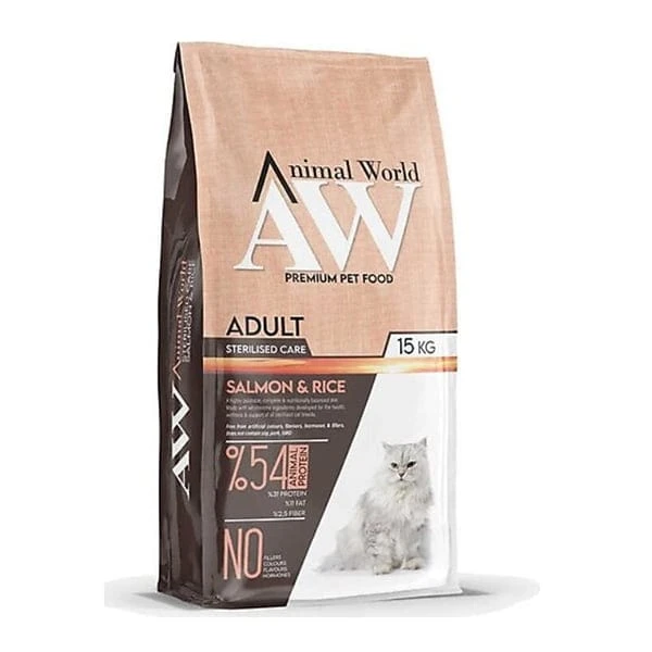 Animal World Sterilised Kısırlaştırılmış Somonlu Kedi Maması 15 Kg