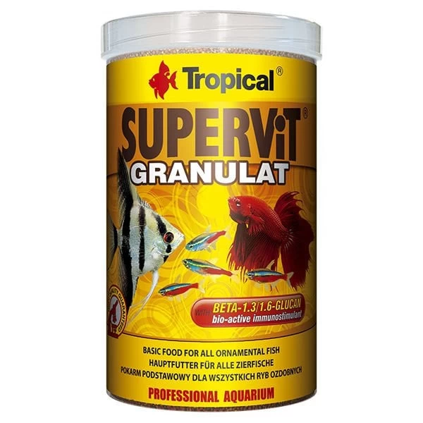 Tropical Süpervit Granulat Tropikal Balıklar Için Granül Balık Yemi 1 Lt 550 Gr