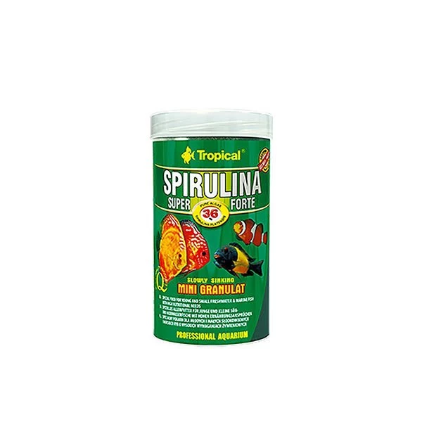 Tropical Spırulına Super Forte Mini Granulat Yüksek Besin Gereksinimli Özel Balık Yemi 100 Ml 56 Gr
