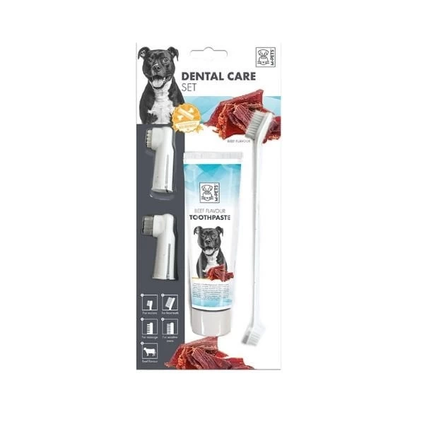 M-pets Köpekler Için Biftek Aromalı Diş Macunu Ve Fırça Seti