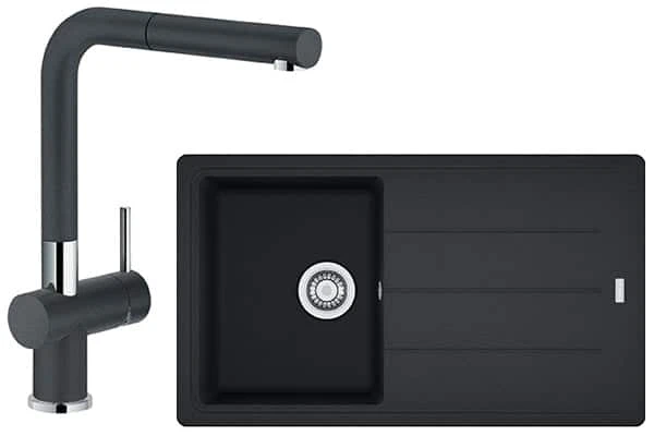 Franke Basis Bfg 611-86 Granit Nero Eviye + Active Plus Spiralli Granit Nero Eviye Bataryası