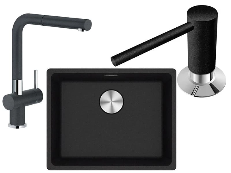 Maris Mrg 210/110-52 Granit Nero Eviye+active Plus Spiralli Granit Nero Batarya + Comfort Sıvı Sabunluk Onyx Set